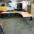 Blonde Corner Sit Stand Height Adjustable Desk, Power Adjustable